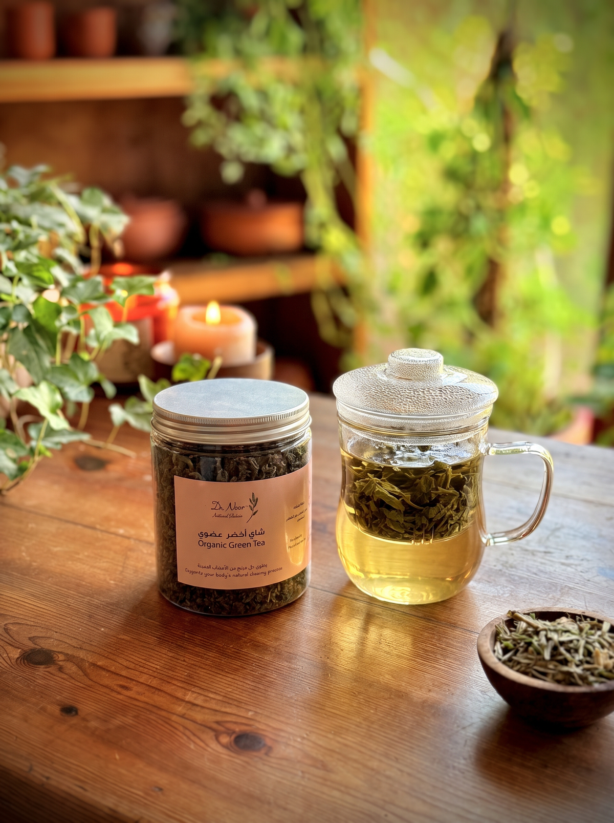 Organic Green Tea with Glass Infuser Cup