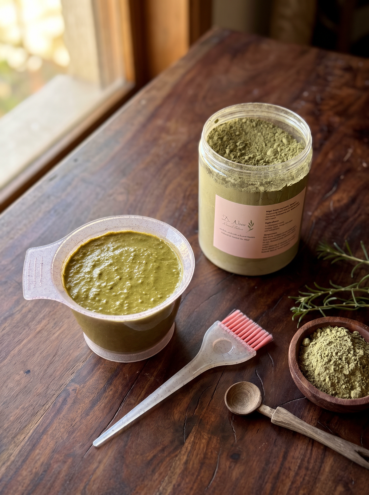 Herbal Henna Powder with Bowl and Brush Set